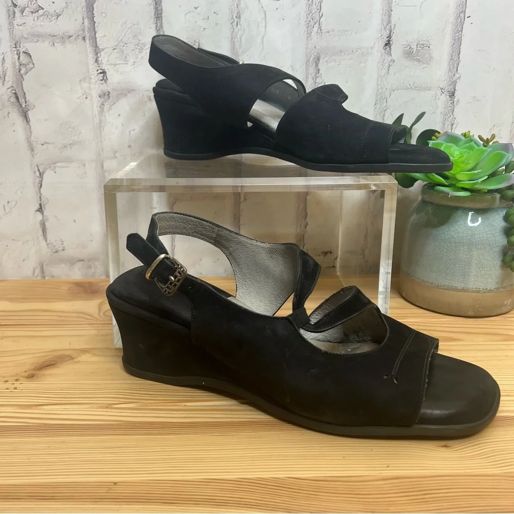 Beautifeel Black Nubuck comfort wedge sandals - Picture 2 of 10